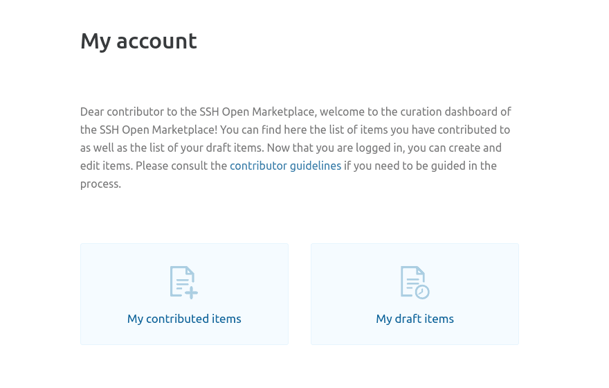 "My contributor account" screenshot